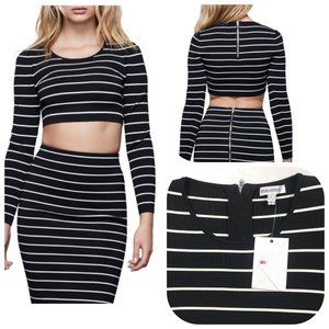 NWT Good American Long-Sleeve Striped Crop Top
